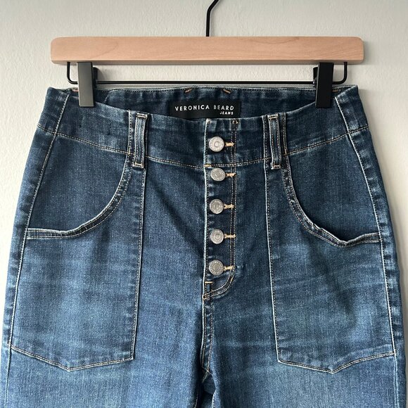 Veronica Beard Arya High Rise Straight Jeans Bright Blue Denim Women's Size 27 - Picture 3 of 9